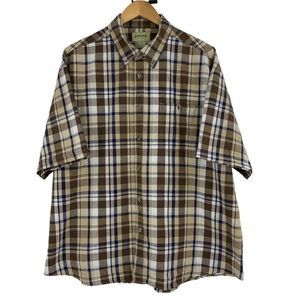Rustic Ridge Mens Shirt Plaid Size 2X Short Sleeve Brown 0215 Pocket